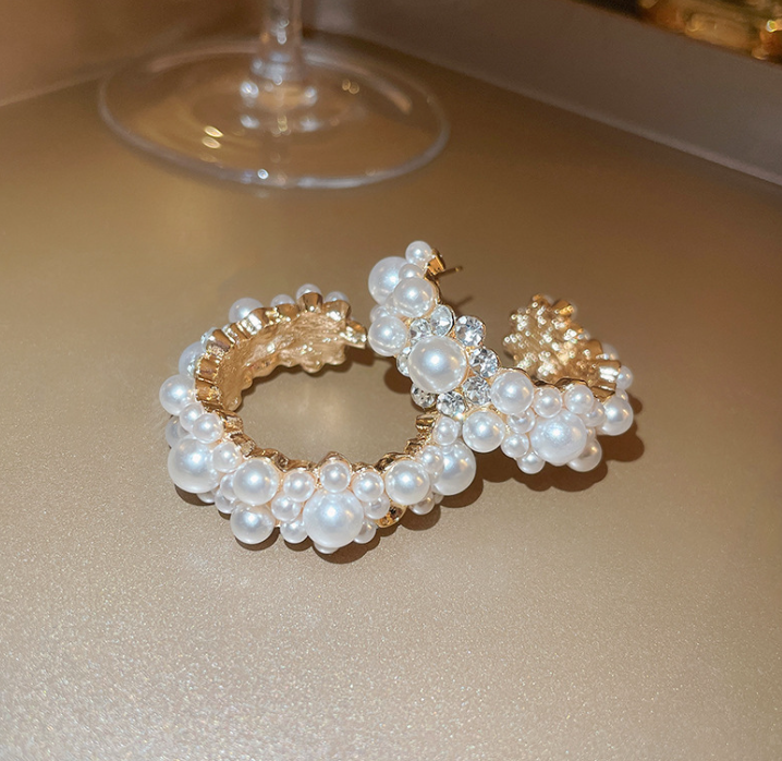 Pendientes de Perla Doble Aro — Plateado 925