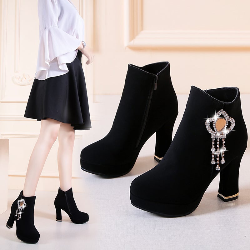 Botines Chunky con Strass — Tacón y Plataforma