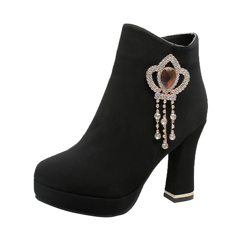 Botines Chunky con Strass — Tacón y Plataforma