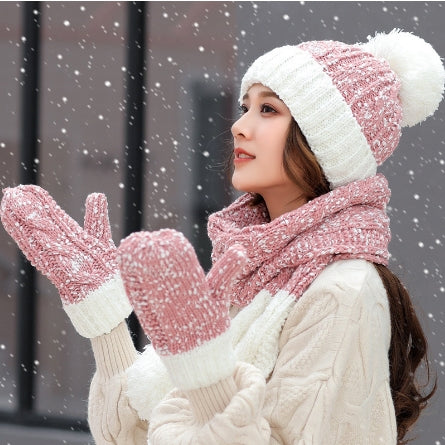 Set de Tres Piezas para Mujer: Gorro, Bufanda y Guantes